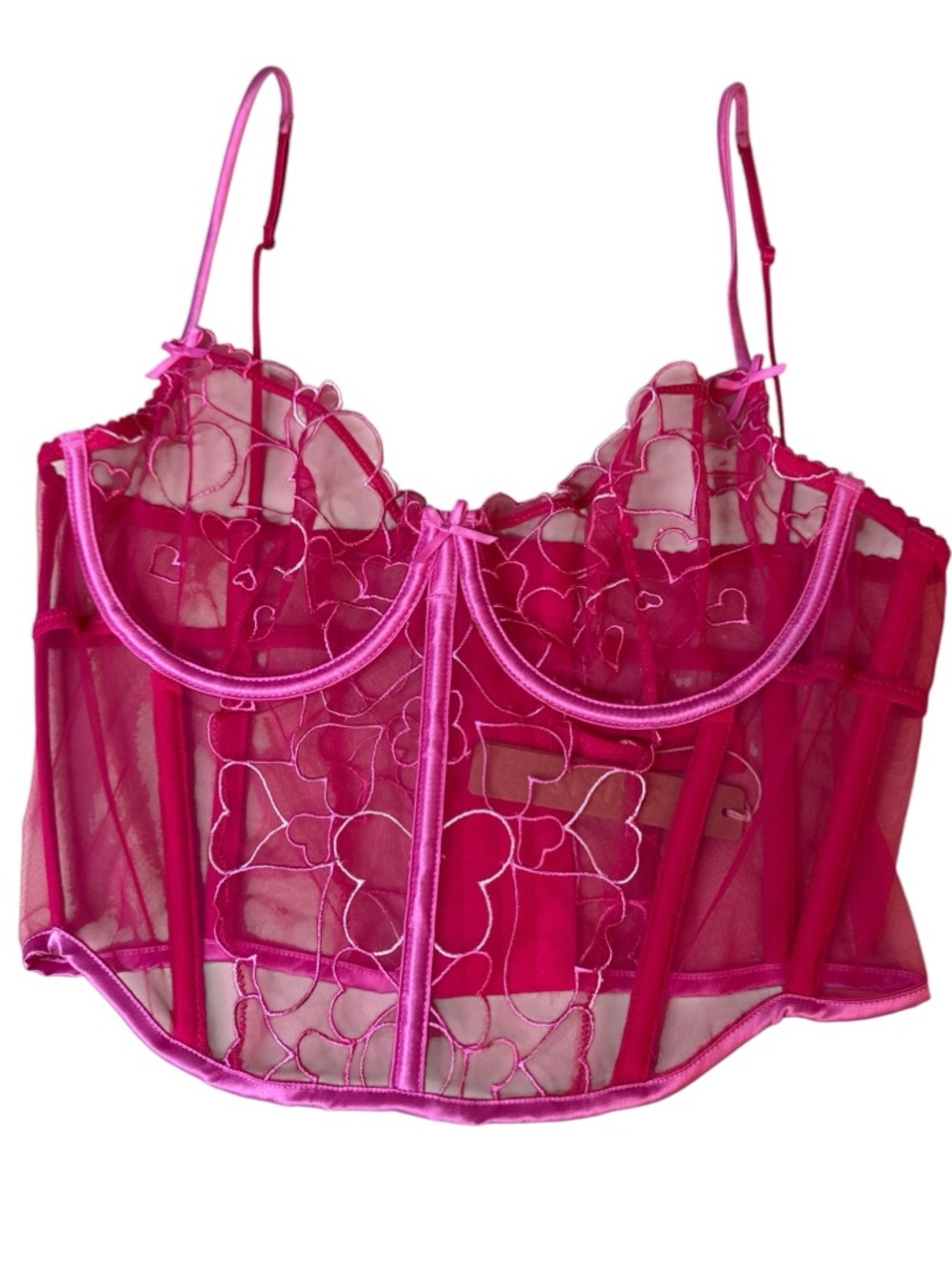 SKIMS Pink Sheer Heart Corset Top M Bustier NWT Sexy Viral